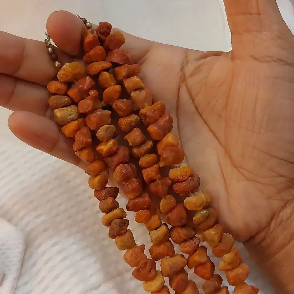 Vintage Genuine Sponge Coral Beads Double Strand Necklace Red Orange Pendant - Picture 7 of 9